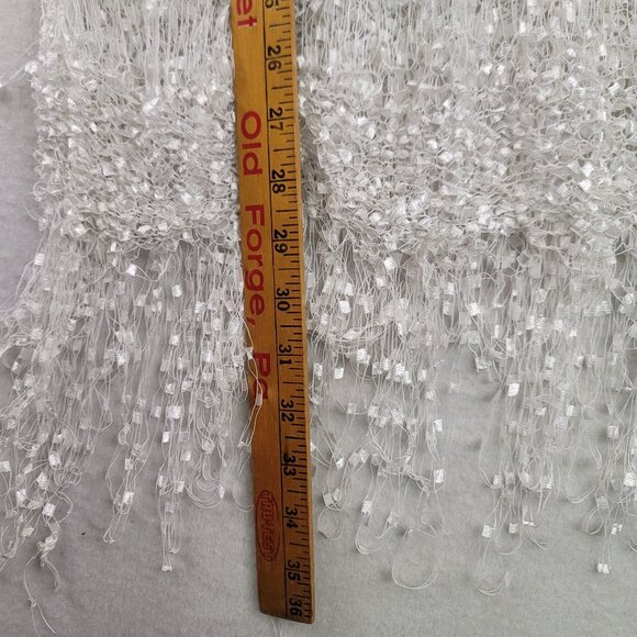 Pol White Fringe Crochet Knit Top Large Lightweight Sheer Accents Boho Style - Picture 6 of 8